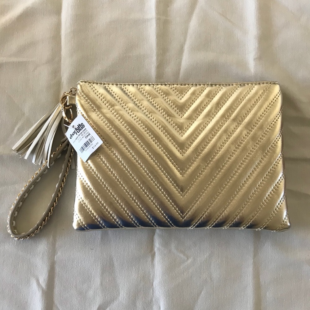 CHARLOTTE RUSSE GOLD CLUTCH!! BRAND NEW!!